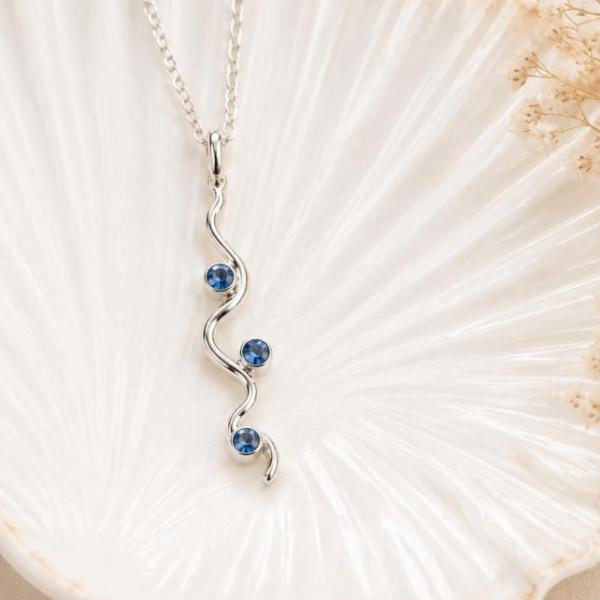 Silver Wave Pendant Necklace
